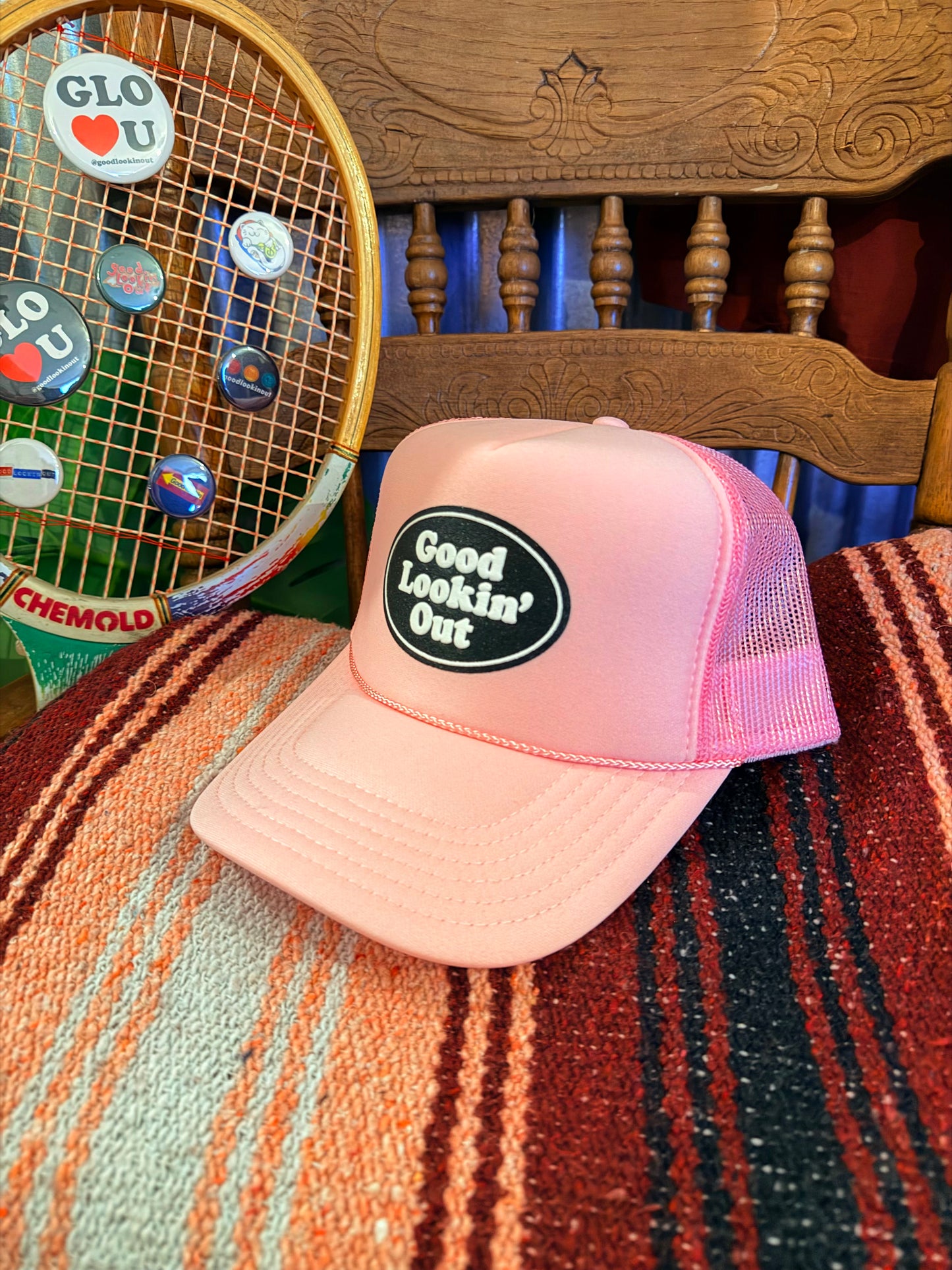 GLO Logo Trucker Hat (Baby Pink)